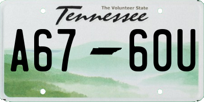 TN license plate A6760U