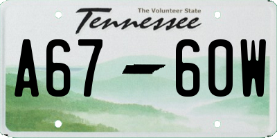 TN license plate A6760W