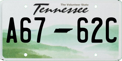 TN license plate A6762C