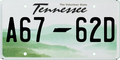 TN license plate A6762D