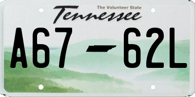 TN license plate A6762L