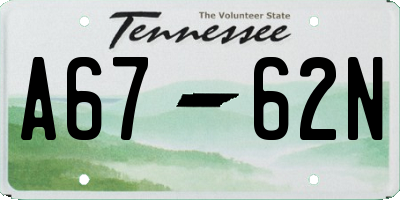 TN license plate A6762N