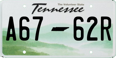 TN license plate A6762R