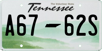 TN license plate A6762S