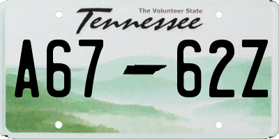 TN license plate A6762Z