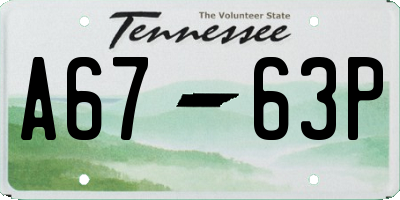 TN license plate A6763P