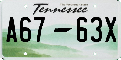 TN license plate A6763X