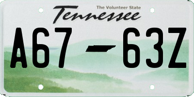 TN license plate A6763Z