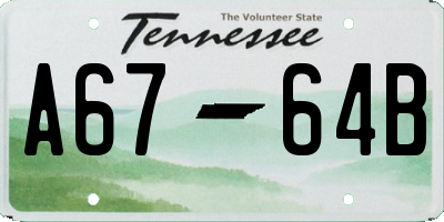 TN license plate A6764B