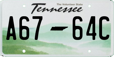 TN license plate A6764C