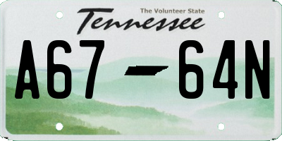 TN license plate A6764N