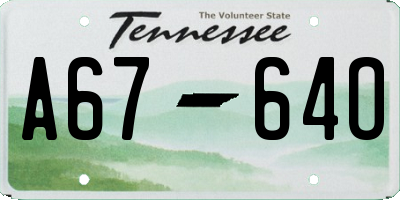 TN license plate A6764O