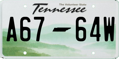 TN license plate A6764W