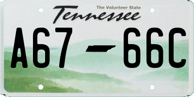 TN license plate A6766C