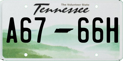 TN license plate A6766H