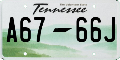 TN license plate A6766J