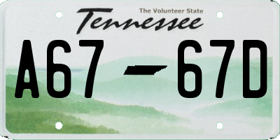 TN license plate A6767D