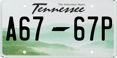 TN license plate A6767P