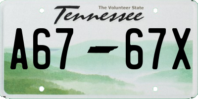 TN license plate A6767X