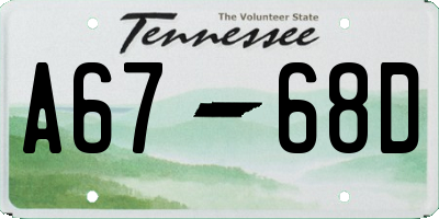 TN license plate A6768D
