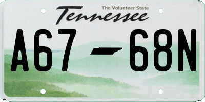 TN license plate A6768N