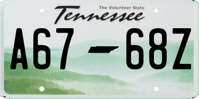 TN license plate A6768Z
