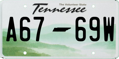TN license plate A6769W
