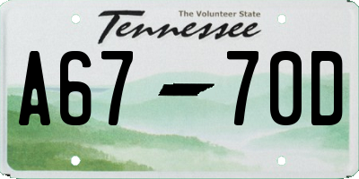 TN license plate A6770D