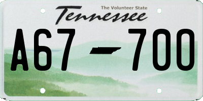TN license plate A6770O