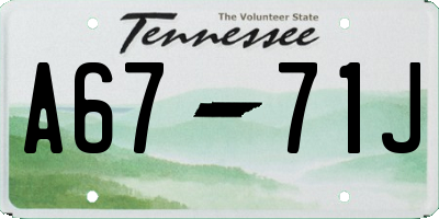 TN license plate A6771J
