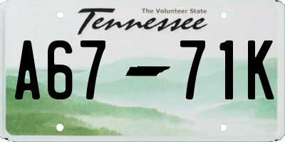 TN license plate A6771K