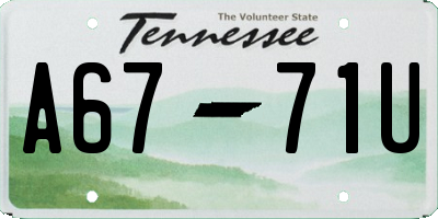 TN license plate A6771U