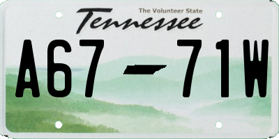TN license plate A6771W