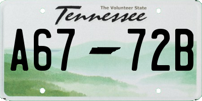 TN license plate A6772B
