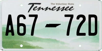 TN license plate A6772D