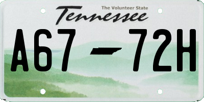 TN license plate A6772H