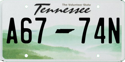 TN license plate A6774N