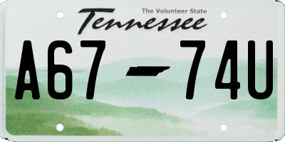 TN license plate A6774U