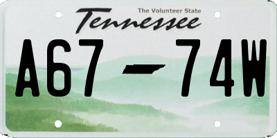 TN license plate A6774W