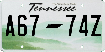 TN license plate A6774Z