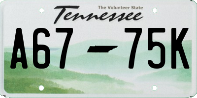 TN license plate A6775K