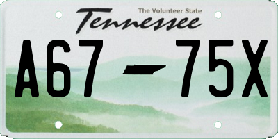 TN license plate A6775X