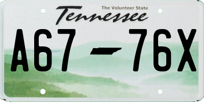 TN license plate A6776X