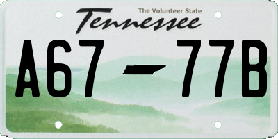 TN license plate A6777B