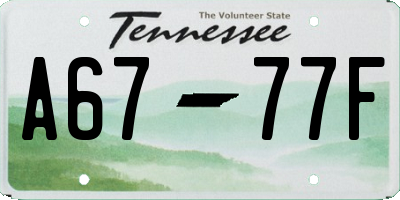 TN license plate A6777F