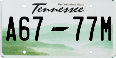 TN license plate A6777M