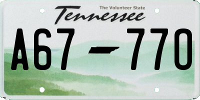 TN license plate A6777O