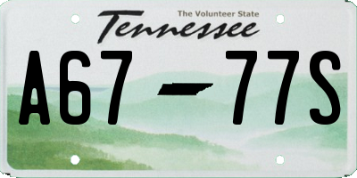 TN license plate A6777S