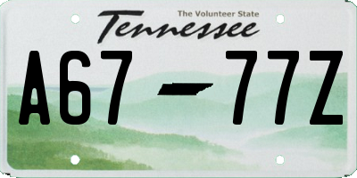 TN license plate A6777Z