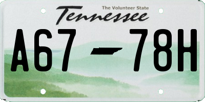 TN license plate A6778H